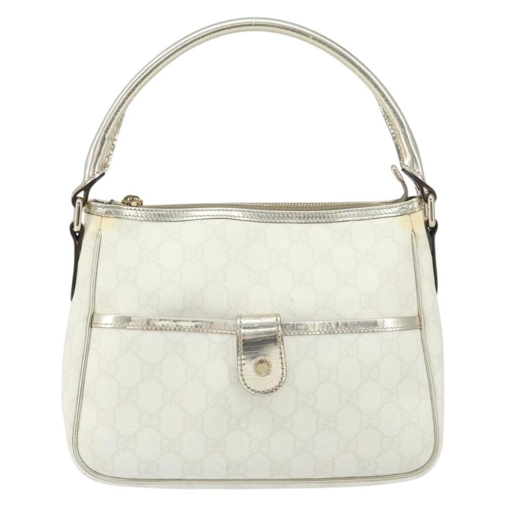 GUCCI GG Supreme Hand Bag PVC Leather White Gold 190258 Auth 157336 - Picture 13 of 16
